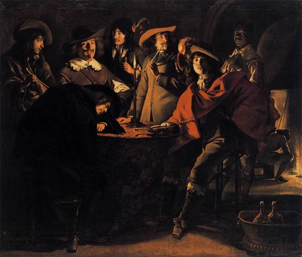 Smokers in an Interior  1643   by Le Nain Brothers   1598-677    Musee du Louvre  Paris